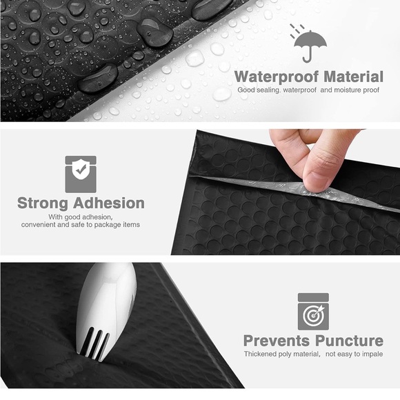 Black Bubble Mailers (25 Pack) 6x9 Padded Waterproof Envelope Shipping Supplies - Picture 7 of 7
